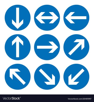 Знак длинная стрелка на синем фоне