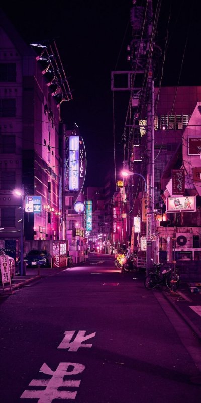 Розовый неоновый город