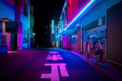 Неоновый город улица