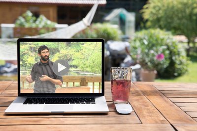 С ноутбуком в парке