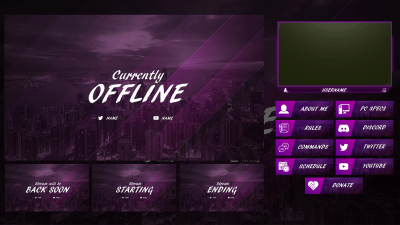 Панели для Твича фиолетовые