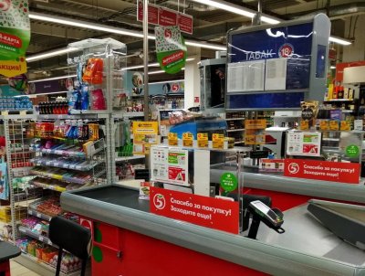 Магазин Пятерочка внутри касса