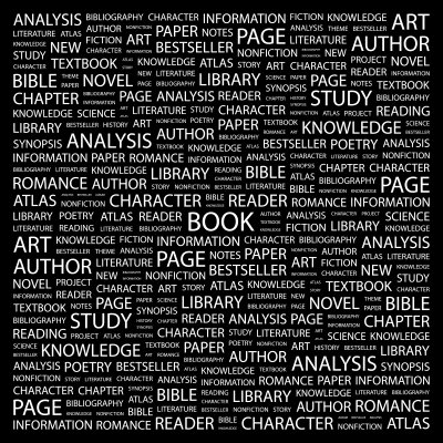 Много надписей на чёрном фотне