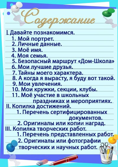 Содержание портфолио