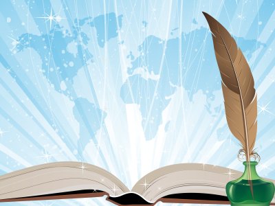 Фон с пером и книгой