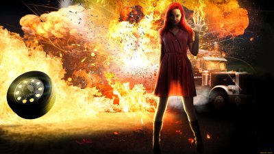 Девочка на фоне огня