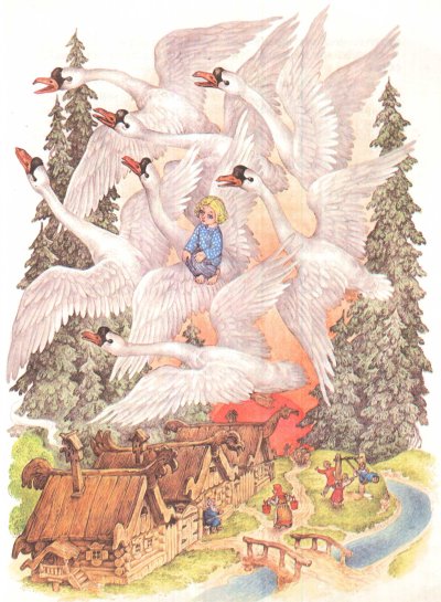 Иллюстрации к сказке гуси-лебеди гуси лебеди