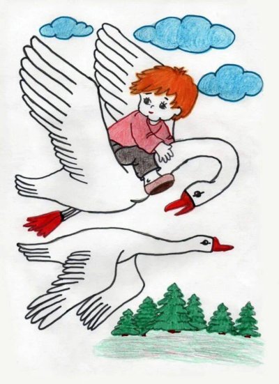 Гуси лебеди рисунок