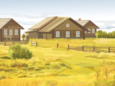 Деревня рисунок