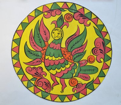 Пермогорская роспись птица Сирин