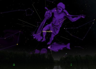 Созвездие Водолей на белом фоне