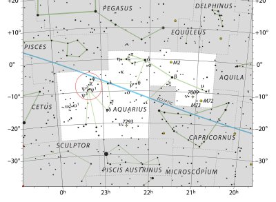 Водолей на карте звездного неба