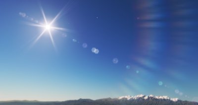 Чистое небо с солнцем