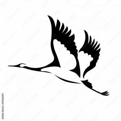 Силуэт журавля в полете