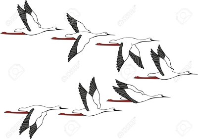 Журавлиный Клин в небе трафарет