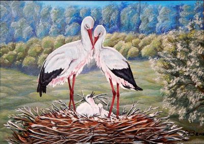 Риолис Аисты в гнезде