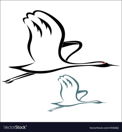 Журавль рисунок для вырезания