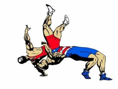 Борцы на белом фоне