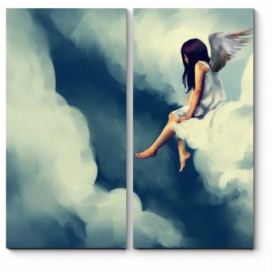 Девушка ангел на облаке