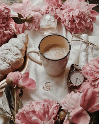 Кофе цветы стильные