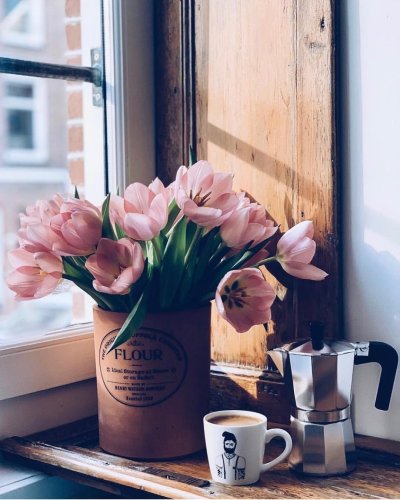 Утро кофе цветы