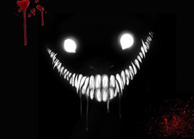 Страшная улыбка на черном фоне