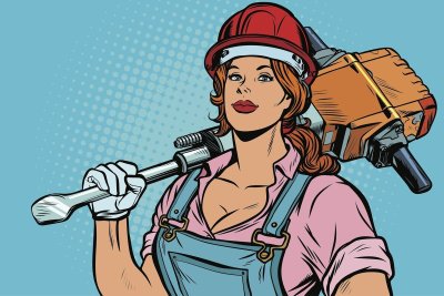 Девушка с перфоратором