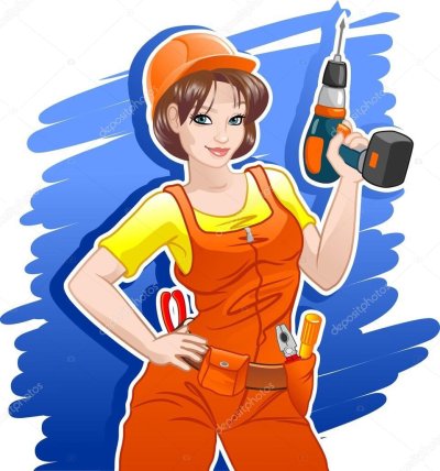 Девушка Строитель мультяшный