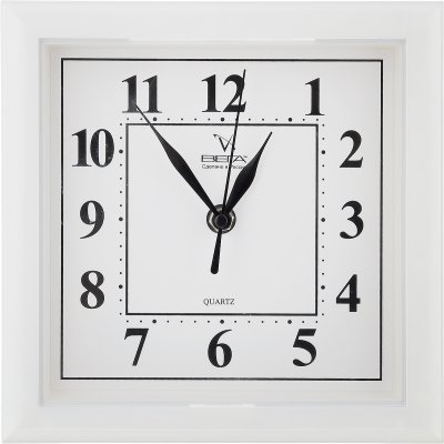 Perfeo настенные часы квадратные 28*28 см, белый корпус / белый циферблат