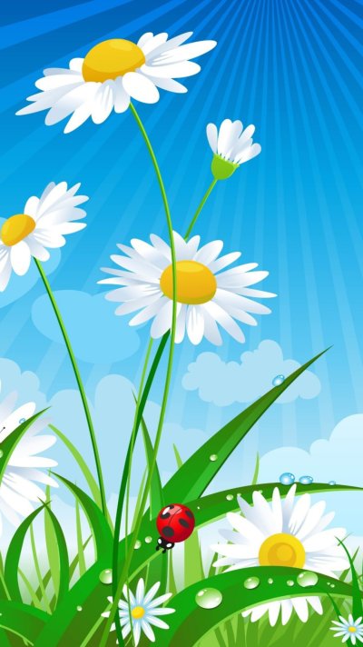 Поляна с цветами мультяшная