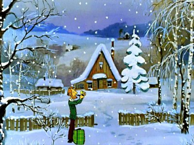 Трое из Простоквашино мультфильм зима