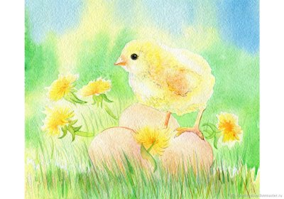 Цыпленок гуашью