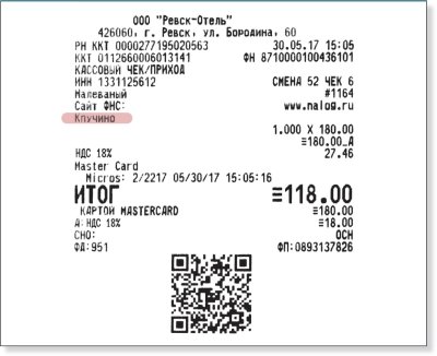 Образцы кассовых чеков