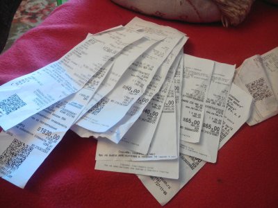 Кассовые чеки много