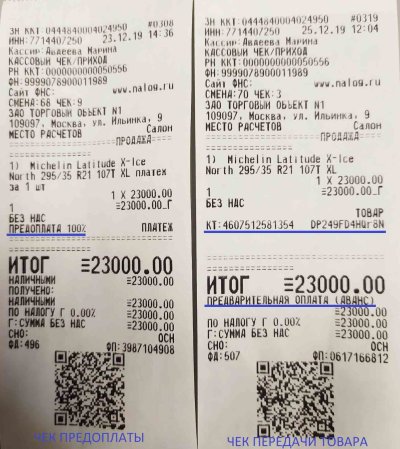 Чек из кассового аппарата