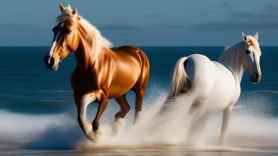 Белая лошадь бегущая из воды картинки