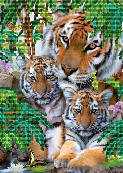 Алмазная мозаика 40х50 тигр