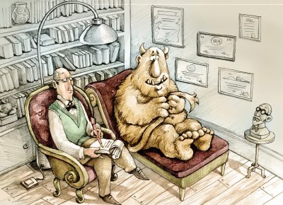 На приеме у психолога карикатура