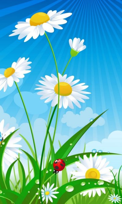 Поляна с цветами мультяшная