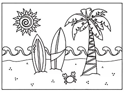 Раскраска пляж