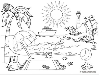 Раскраска пляж