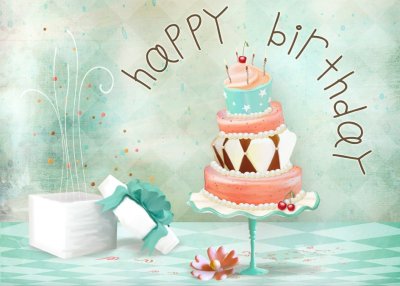 Открытка с днём рождения торт