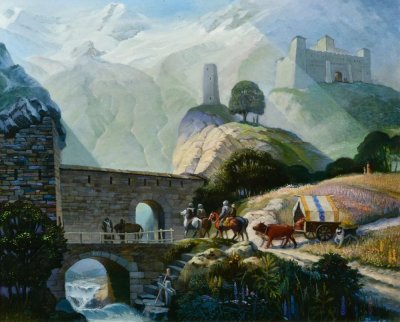 Художник Валерий Кокаев в горах Осетии