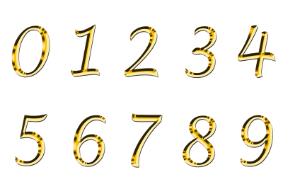 Золотые цифры на прозрачном фоне