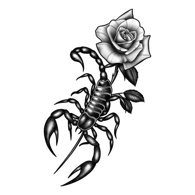Тату Скорпион с розой