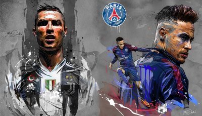 Рисунки Роналдо Месси и Неймар
