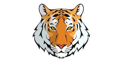 Морда тигра на белом фоне