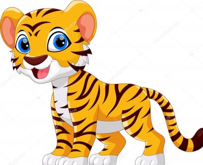 Тигр на белом фоне мультяшный