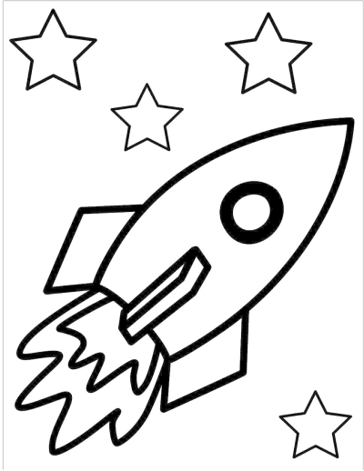 Раскраска ракеты в космосе для детей