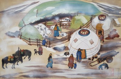 Рисование Сагаалган юрта бурятская